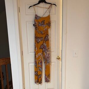 Fashion Nova Mustard Floral Jumpsuit